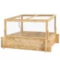 Outsunny 2-In-1 Wooden Greenhouse Planter Box - Natural - 1