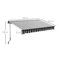 Outsunny 2.5 x 3.5m Aluminium Frame Electric Awning, with Remote - Grey/White - 3