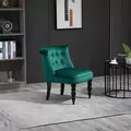 HOMCOM Velvet-Feel Wingback Accent Chair, with Wooden Legs - Green - 2