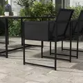 Outsunny 5 Piece Garden Dining Set with Breathable Mesh Seat, Adjustable Backrest, Tempered Glass Table Top for Patio, Black - 7