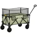 Outsunny Folding Garden Trolley, 180L Wagon Cart with Extendable Side Walls, for Beach, Camping, Festival, Green - 1