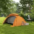 Outsunny Aluminium Frame Camping Tent Dome Tent with Removable Rainfly, 2000mm Waterproof, for 1-2 Man, Orange - 2
