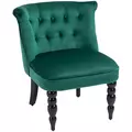 HOMCOM Velvet-Feel Wingback Accent Chair, with Wooden Legs - Green - 1