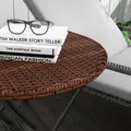 Outsunny Foldable PE Rattan Outdoor Coffee Table, Metal Frame Wicker Round Side Table, Coffee Table Side Table for Lawn, Garden, Mixed Brown - 9