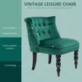 HOMCOM Velvet-Feel Wingback Accent Chair, with Wooden Legs - Green - 5