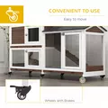 PawHut Wooden Two-Tier Pet Hutch with Wheels, Run - Brown - 5