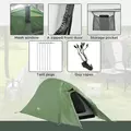 Outsunny Double Layer Camping Tent, 1-2 Man Backpacking Tent with Carry Bag, 2000mm Waterproof and Lightweight, Green - 6