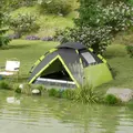 Outsunny Two-Man One Room Camping Tent, with Accessories - Green - 2