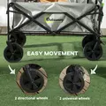 Outsunny Folding Pull Along Cart Cargo Wagon Trolley with Telescopic Handle - Dark Grey - 6