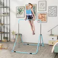 HOMCOM Kids Gymnastic Bar, with Adjustable Height, Foldable Horizontal Bars - Light Blue - 2