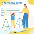 HOMCOM Kids Gymnastic Bar, with Adjustable Height, Foldable Horizontal Bars - Light Blue - 4