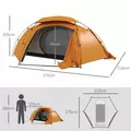 Outsunny Aluminium Frame Camping Tent Dome Tent with Removable Rainfly, 2000mm Waterproof, for 1-2 Man, Orange - 3