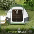Outsunny Three-Man Camping Tent, with Two Rooms and Porch - Green - 6
