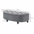 HOMCOM Velvet-Feel Half Circle Storage Ottoman - Dark Grey - 3