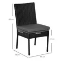 Outsunny Set of Two Armless Rattan Garden Chairs - Black - 3