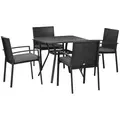 Outsunny Five-Piece Garden Dining Set, with Rattan Seat Chairs and Cushions - Black - 1