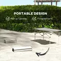 Outsunny Two-Seater Portable Aluminium Table, with Roll-Up Tabletop and Bag - Khaki - 4