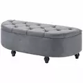 HOMCOM Velvet-Feel Half Circle Storage Ottoman - Dark Grey - 1