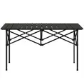 Outsunny Two-Seater Portable Aluminium Table, with Roll-Up Tabletop and Bag - Black - 1