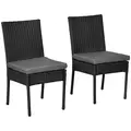 Outsunny Set of Two Armless Rattan Garden Chairs - Black - 1