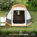 Outsunny Three-Man Camping Tent, with Two Rooms and Porch - Orange - 6