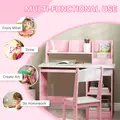 ZONEKIZ Two-Piece Kids Desk and Chair Set with Storage, for Ages 5-8 Years - Pink - 5
