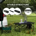 Outsunny Two-Seater Portable Aluminium Table, with Roll-Up Tabletop and Bag - Black - 5