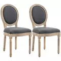 HOMCOM Set of Two French-Inspired Wooden Dining Chairs - Grey - 1