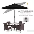 Outsunny 2.7m Outdoor Patio Garden Umbrella Parasol with Tilt Crank and 24 LEDs Lights, Black - 5