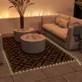 Outsunny Plastic Straw Reversible RV Outdoor Rug with LED String Light, 182 x 274cm, Brown and Black - 2