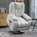 HOMCOM Leathaire Eight Massage Point Armchair, with Reclining Back - Light Grey - 3