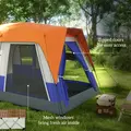 Outsunny Six-Man Camping Tent, with Small Rainfly and Accessories - Orange - 5