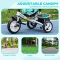 HOMCOM 6 in 1 Kids Trike with Parent Handle, Canopy, 5-point Safety Belt, Storage, Footrest, Brake, for 1-5 Years, Green - 6