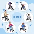 HOMCOM 6 in 1 Kids Trike Push Bike w/ Push Handle, Canopy, 5-point Safety Belt, Storage, Footrest, Brake, for 1-5 Years, Purple - 5
