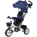 HOMCOM Metal Frame 6 in 1 Baby Push Tricycle with Parent Handle for 1-5 Years Old, Dark Blue - 1