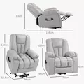 HOMCOM Leathaire Eight Massage Point Armchair, with Reclining Back - Light Grey - 4
