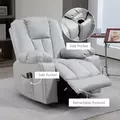 HOMCOM Leathaire Eight Massage Point Armchair, with Reclining Back - Light Grey - 10