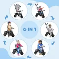 HOMCOM 6 in 1 Kids Trike Push Bike w/ Push Handle, Canopy, 5-point Safety Belt, Storage, Footrest, Brake, for 1-5 Years, Grey - 5