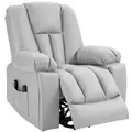 HOMCOM Leathaire Eight Massage Point Armchair, with Reclining Back - Light Grey - 1