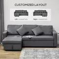 HOMCOM 3 Seater Sofa Bed with Storage, Delivered to Your Home for Free, Dark Grey - 6