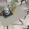Outsunny Four-Seater Steel Garden Table, with Parasol Hole - Grey/Black - 7