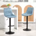 HOMCOM Set of Two Retro Tub Bar Stools - Blue - 2
