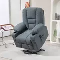 HOMCOM Oversized Riser and Recliner Chairs for the Elderly, Fabric Upholstered Lift Chair for Living Room with Remote Control, Side Pockets, Cup Holder, Grey - 2