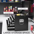 HOMCOM Steel Six Drawer Tool Storage Carry Chest, with Lock and Keys - Black - 4