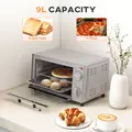 HOMCOM Mini Oven, 9L Countertop Electric Grill, Toaster Oven with Adjustable Temperature, Timer, Dishwasher Safe Baking Tray and Wire Rack, 750W, Silver - 4