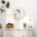 HOMCOM Abstract Metal Wire Wall Mirror, with Accessories - Gold Tone - 2