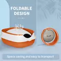 PawHut Foldable Cat Litter Tray with Lid, Deodorant, Scoop, Orange - 7