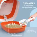 PawHut Foldable Cat Litter Tray with Lid, Deodorant, Scoop, Orange - 5