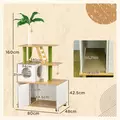 PawHut 2-in-1 Hidden Cat Litter Box, Green Leaf Cat Tree, with House, Ladder, Scratching Posts, Platforms, Indoors -Oak - 3