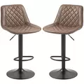 HOMCOM Bar Stools Set of 2, Retro Adjustable Kitchen Stool, Swivel PU Leather Upholstered Bar Chairs with Back, Footrest and Steel Base, Brown - 1